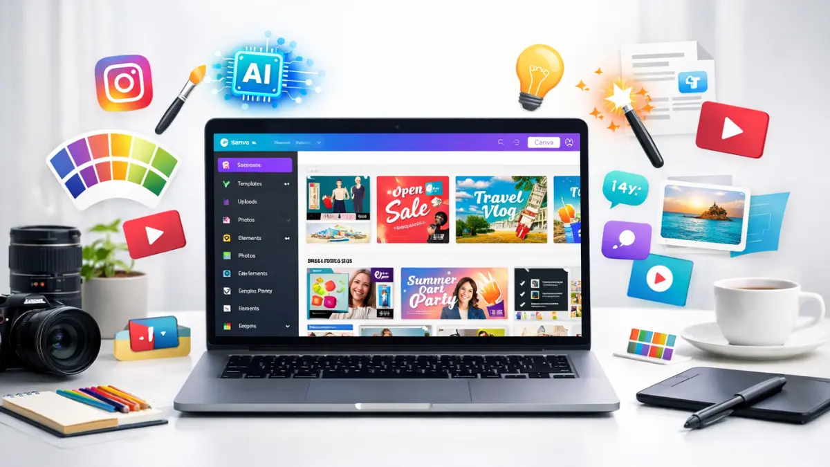 Digital future with Canva design workspace